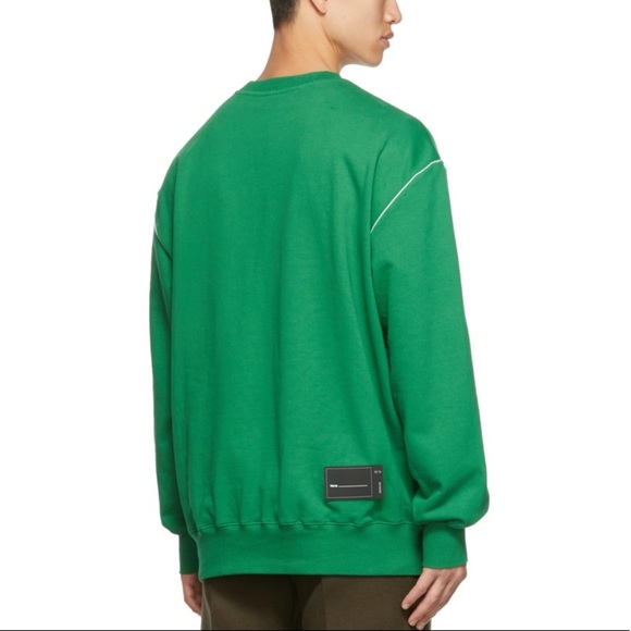 NEW We11done Green Reflective Logo Sweatshirt - Picture 4 of 8